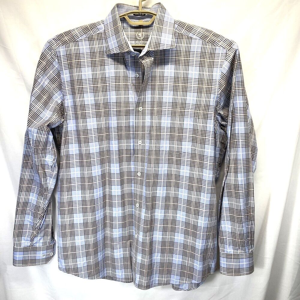 Bugatchi Uomo Men's Classic Fit Dress Shirt Size XL Cotton Stripe Flip Cuff